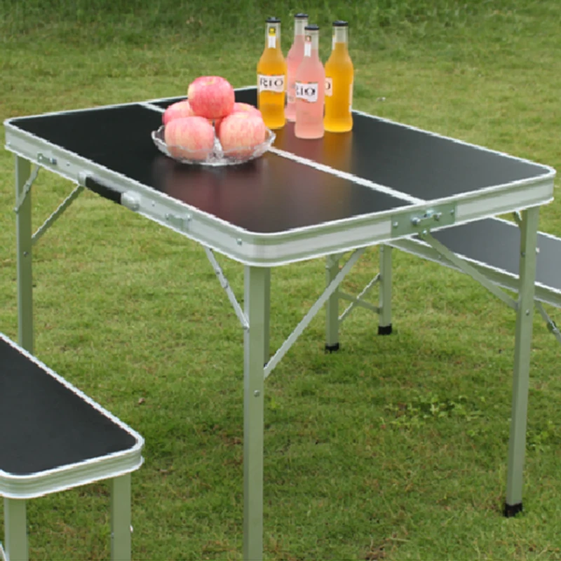 Aluminum folding picnic table and bench set with 4 seats portable camping table sets