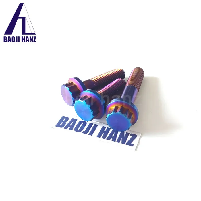 Motorcycle titanium alloy 12 point m8*1.25 flange head screws