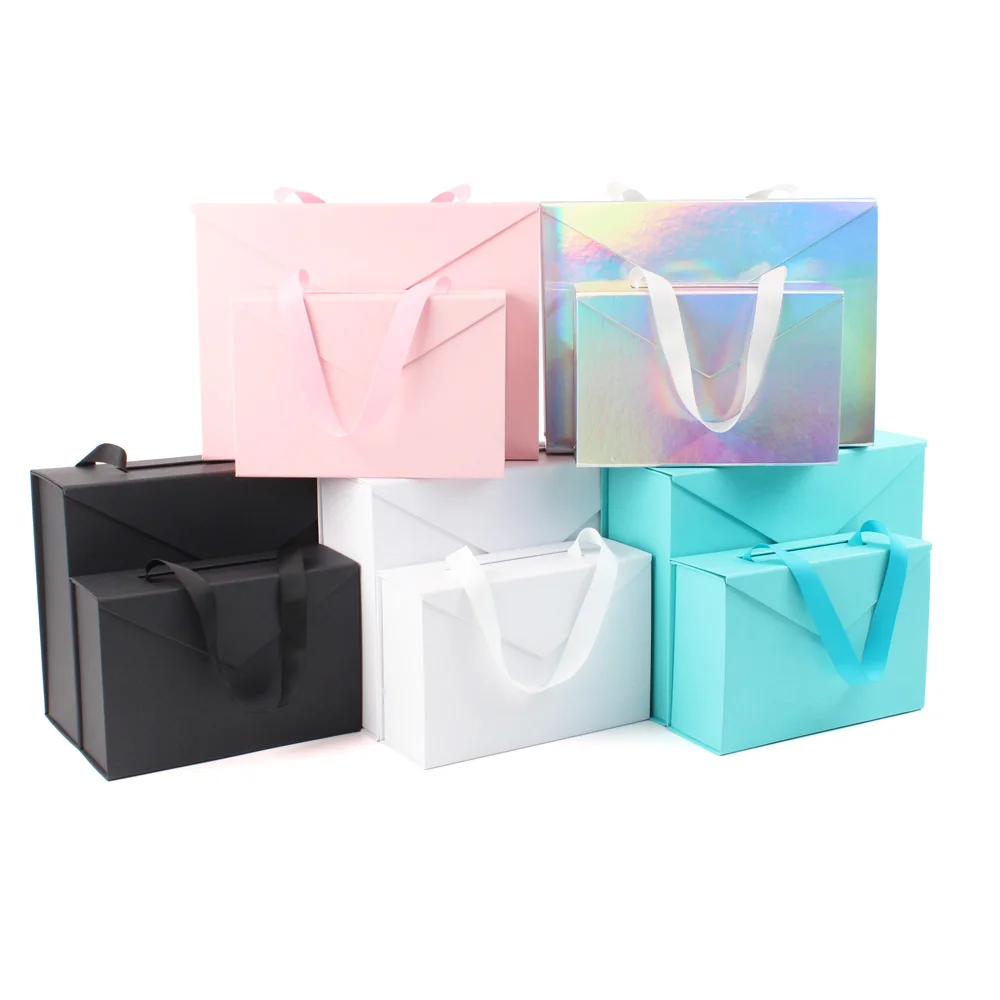 Stock 28x21x10cm hot sale beauty magnet folding box baby born mens custom logo packaging magnetic gift box matte black
