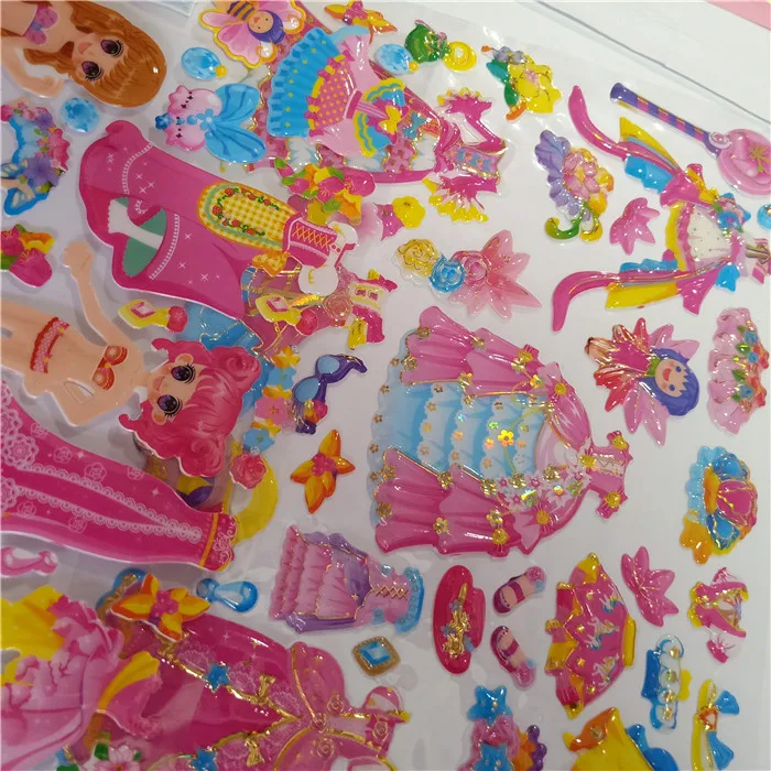 
Cheap Bulk PVC Toy Sticker Glitter 3D Puffy Sticker Custom for Girl Promotional Gift 