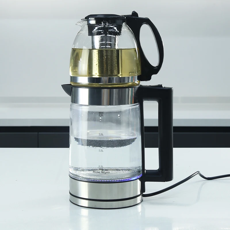 High borosilicate glass 1.8L stainless steel blue LED lights heat up the fast electric kettle
