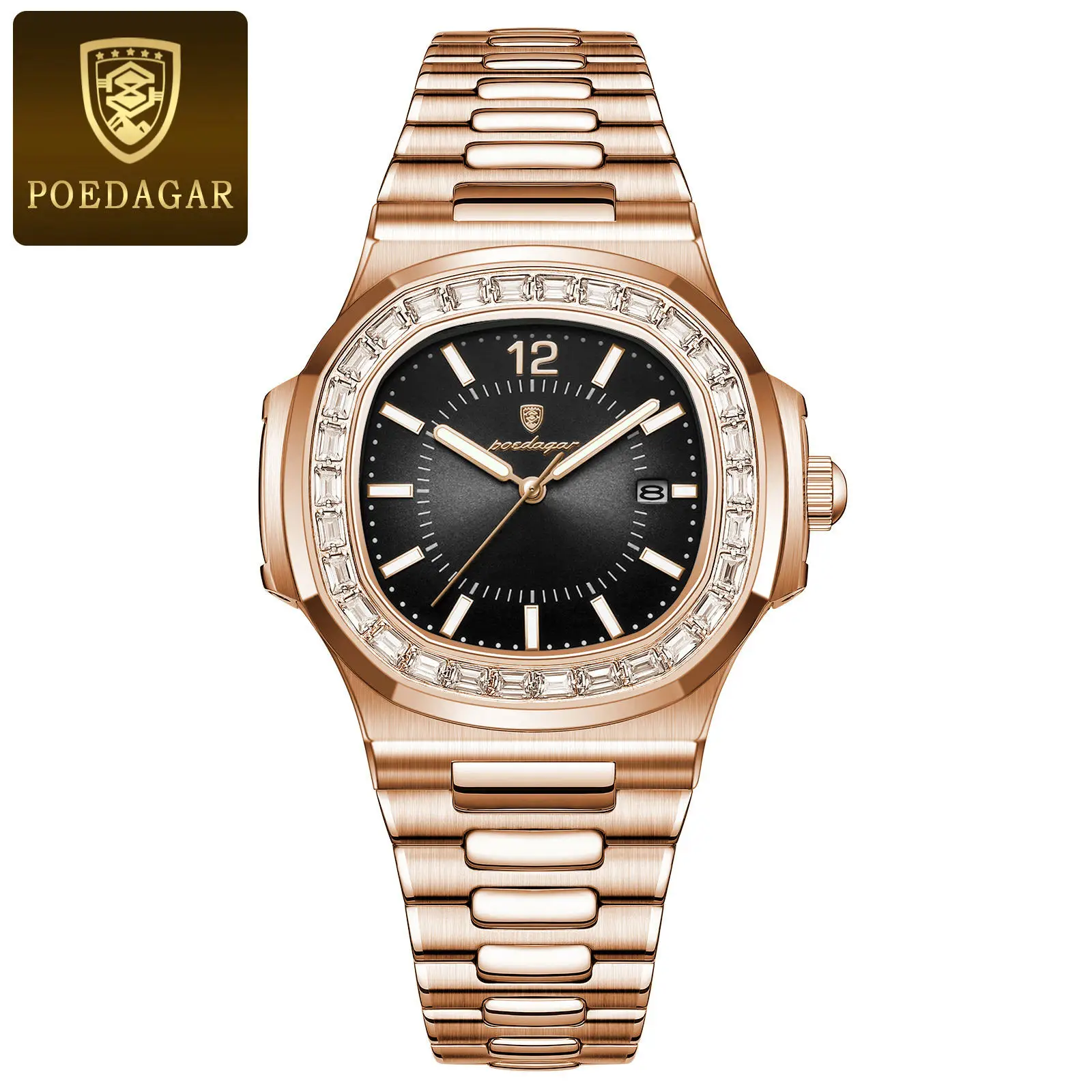 2023 New POEDAGAR 918 Luxury9 Watch Business Waterproof Male Clock Luminous Date Stainless Steel Square Quartz Men Watch re