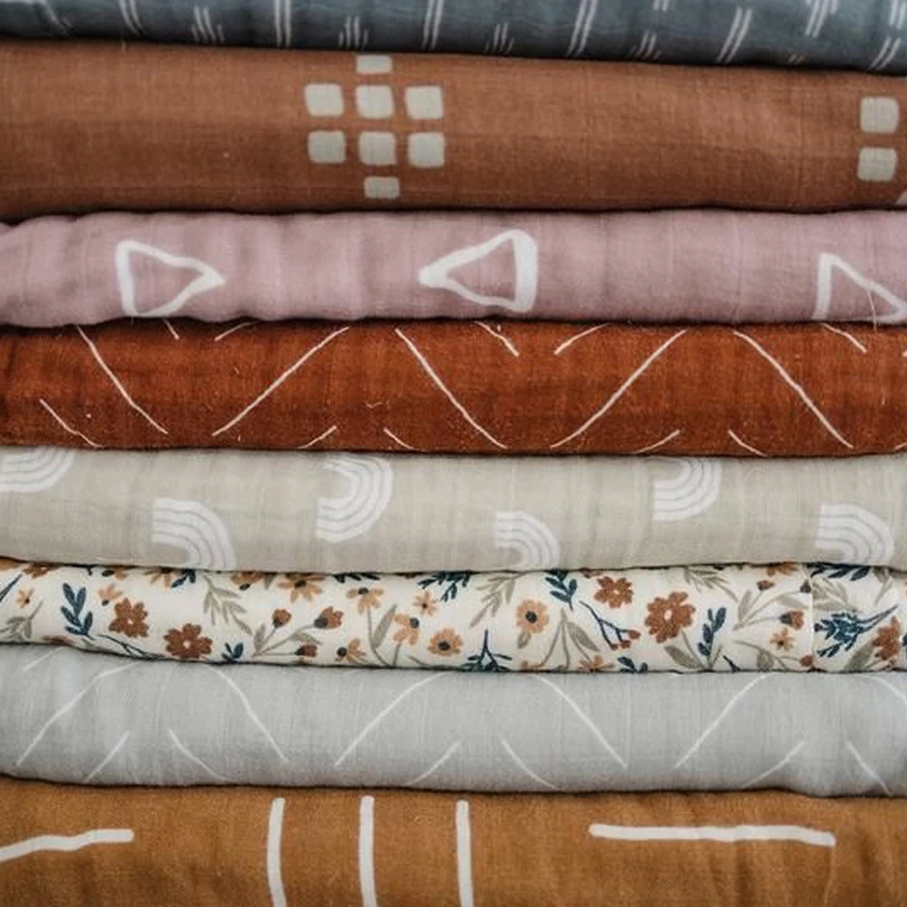 Organic Cotton Infant Wrap Newborn Soft Bamboo Cotton Baby Bedding Muslin Swaddle Blanket Set baby crib bedding set