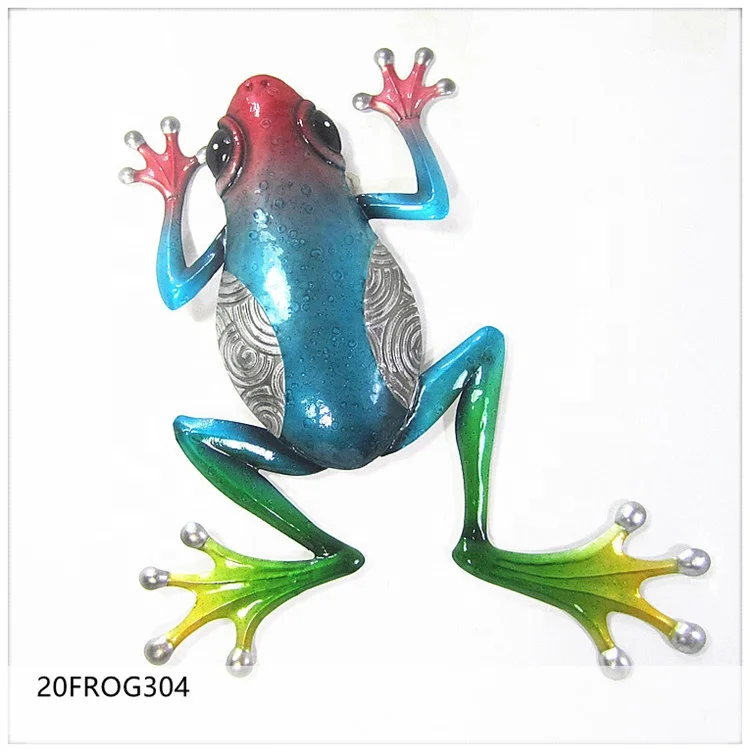 Wholesale discount Metal Wall Art Frog Decor Home Hanging Iron Crafts Green Frog