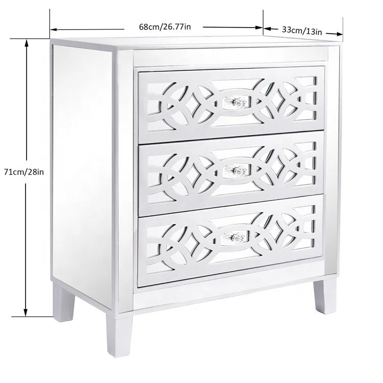 Factory Direct Larger Storage Chest Cabinet Bedroom Mirrored Nightstand Dresser Luxury Bedside tables with drawer