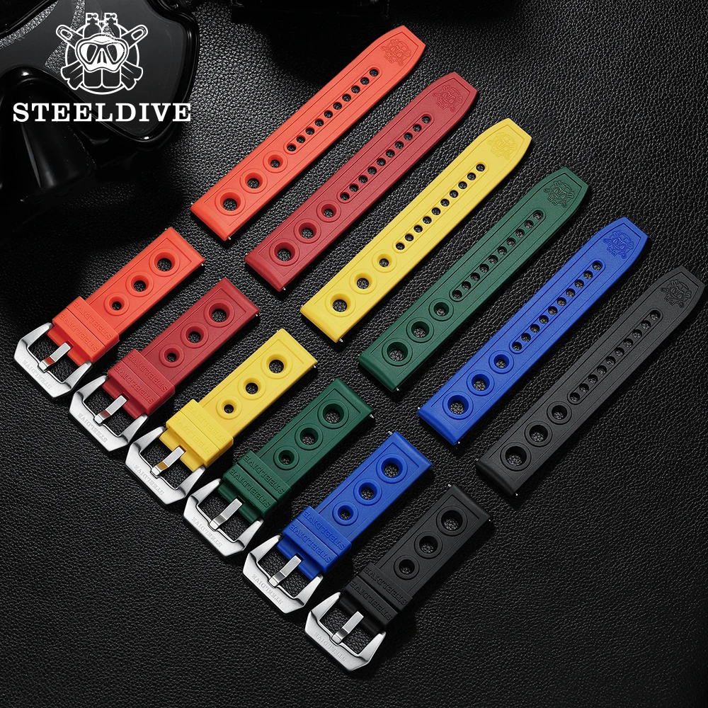  SD2201 Steeldive уникальный дизайн 20 мм 22 OEM черный резиновый ремешок для часов