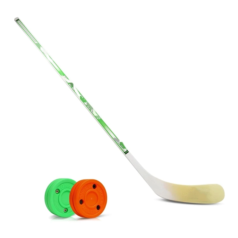 Youth Street Hockey Stick Easy Grip and Better Control ABS Blade and Premium Wood Shaft Two NHL Off Ice Hockey Pucks