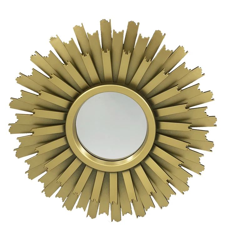 Resin antique gold starburst wall mirror for living room decorative