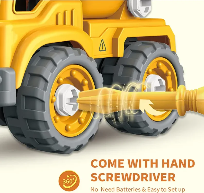 5 in 1 Deformation Construction Engineering Vehicle Toys Take Apart Robot Toys for Kids Educational Transform into Robot