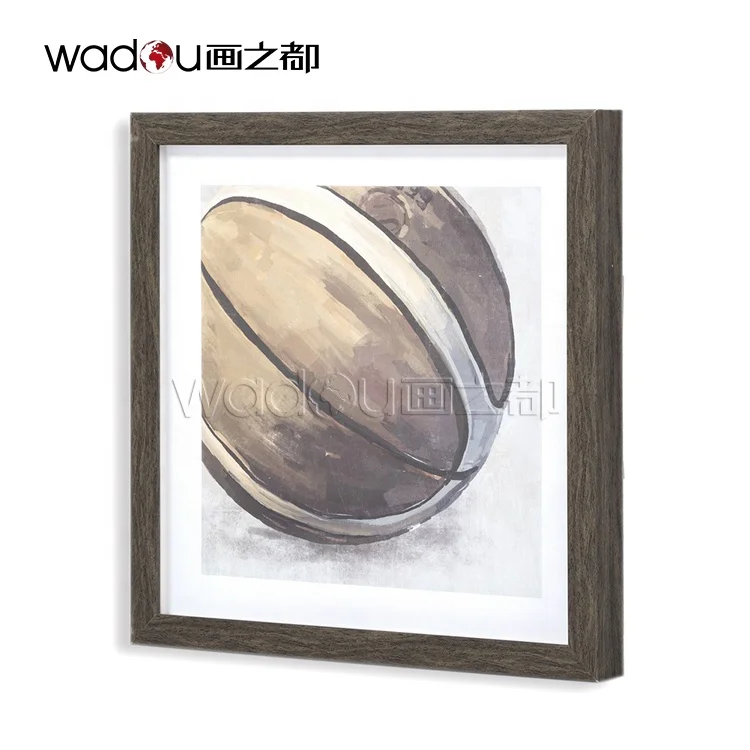 OEM Wholesale Paintings Gifts Glass Sports Basketball Printed Paper Art Frame For Living