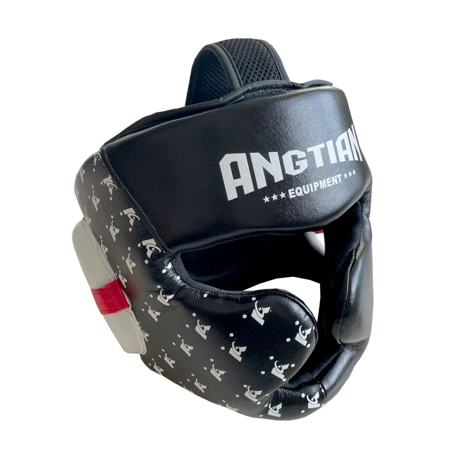 ANGTIAN wholesale leather mma muay thai training head gear professional boxing head guard
