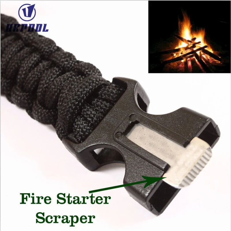 emergency survival magnesium flint steel stone fire starter survival bracelet string