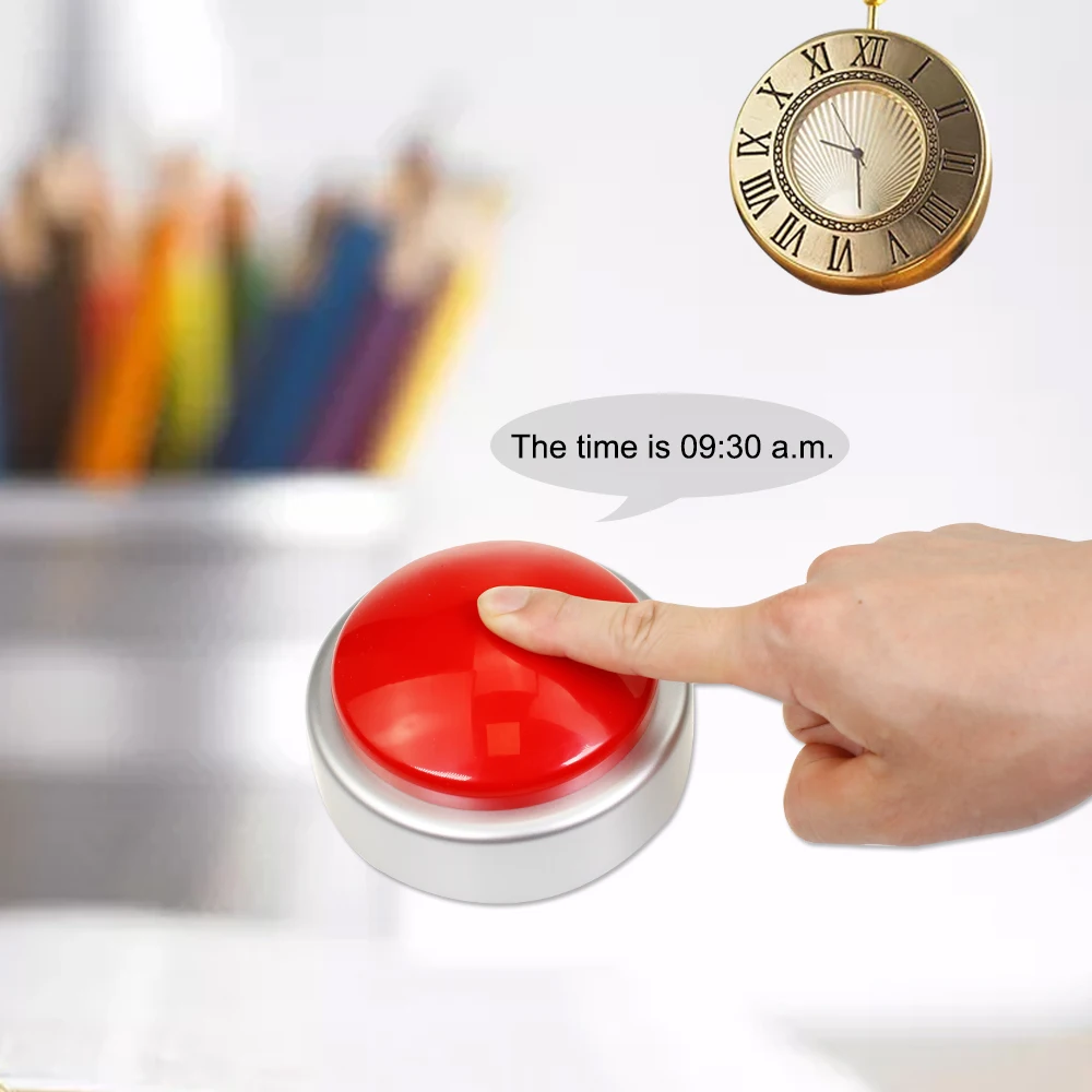 Custom Extra Large Button Talking Clock with Alarm Volume Control Speaks Time, Date and Day for Blind, Elderly,Visually Impaired