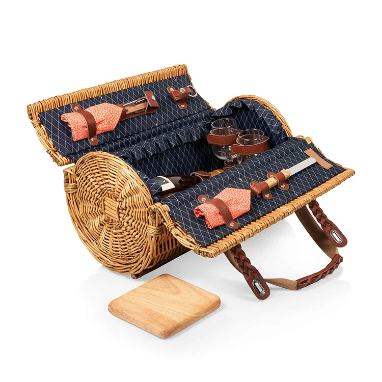 2022 Modern style Best sell Picknickmand Plastic With Lid Black Rattan Picnic Basket for storage high quality best price BLUE
