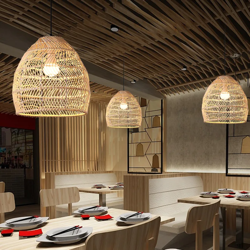 Top Quality Handmade Wicker Natural Ceiling Lantern Bamboo Pendant Shade Rattan Lamps
