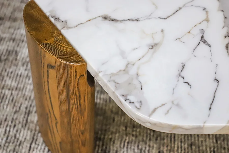 OEM ODM Factory Price Coffee Table Oak Wood Legs Luxury Modern Center Tables Marble Coffee Tables