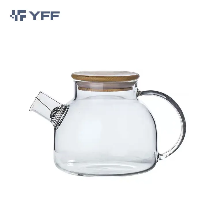 Hot Sale 1000ml 1800ml Borosilicate Glass Teapot Set With Glass Handle And Bamboo Lid