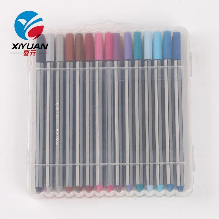 
30 color watercolor pen with hexagonal round pole and fine metal head with colored line  (1600261928199)