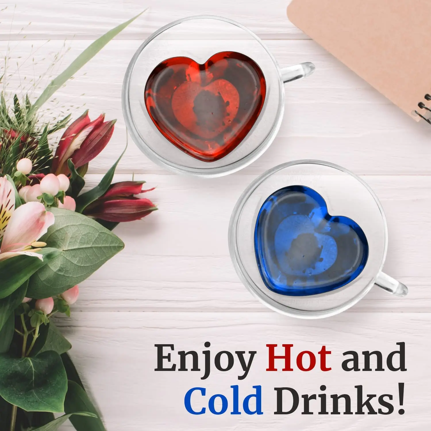 Creative 180 240ml Clear Glasses Coffee Mug Gift Tea Beer Transparent Love Cup Heart Shaped Double Wall Glass Mugs
