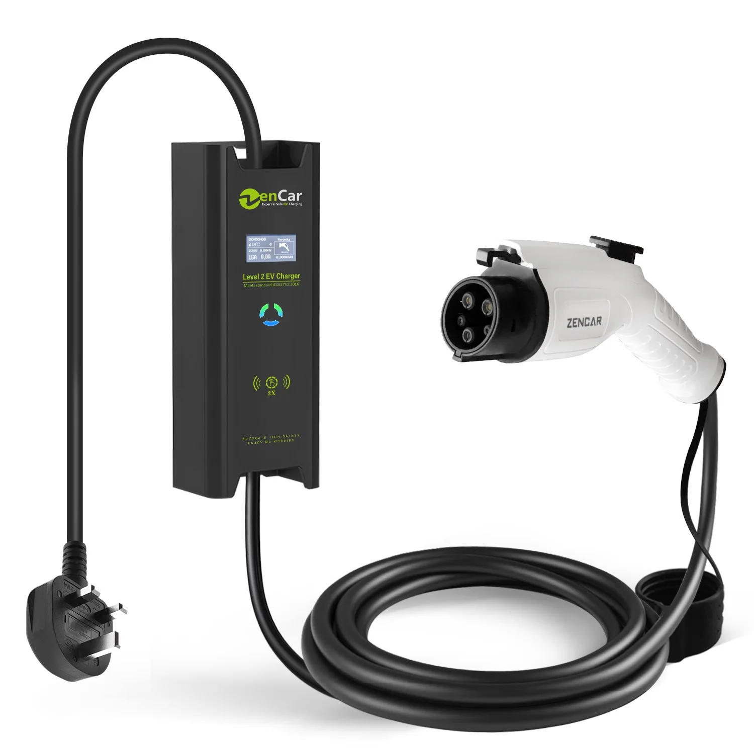 ZENCAR evse level 2 EV charger SAE J1772 TUV Type B with uk plug