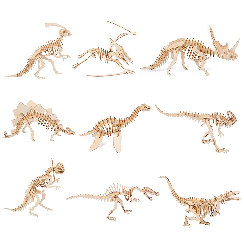 Three-dimensional Puzzle Dinosaur Model Educational Toys High Quality DIY Wooden PVC Unisex Wooden Puzzles for Adults Wood Anime