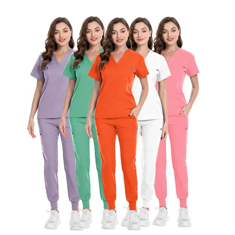 Athletic Stretchy Uniform Sets Custom Sizes Surgical Uniforms Scrubs Hospital Nursing Work-wear Sets Work-wear Fashion Suits