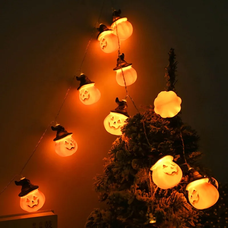 Remote Control Halloween Motif Pumpkin String Lights Decorative Decoration  Home Children Living Room Powered By USB /Battery