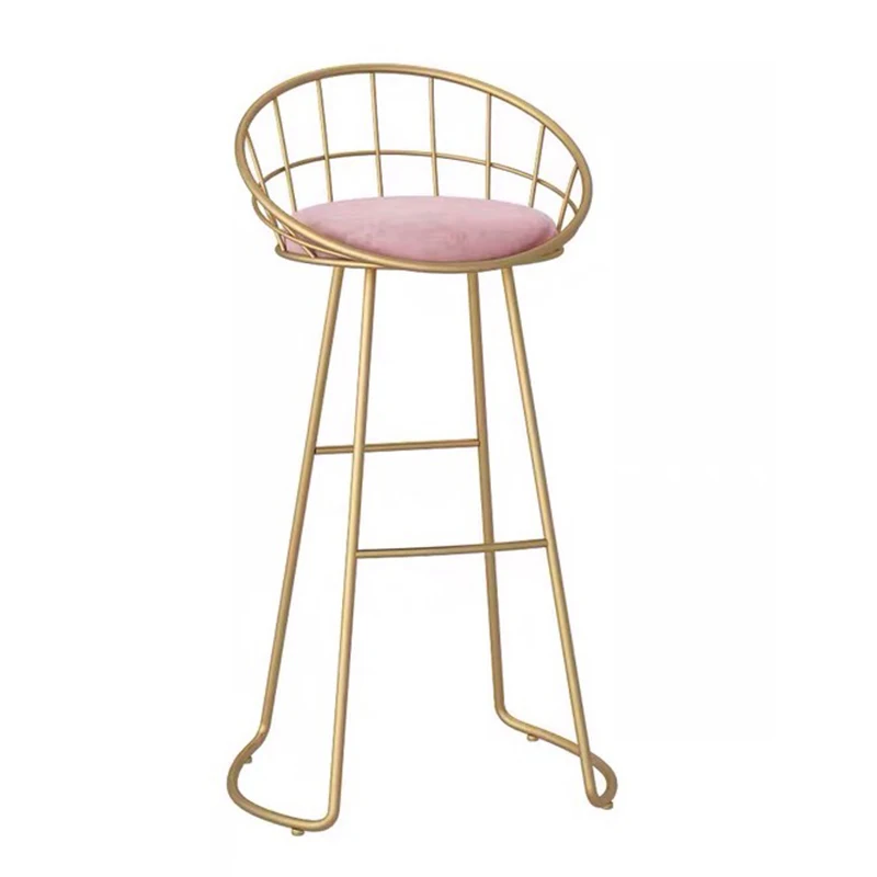 
Modern North-Europe upholstered fabric leisure wire gold metal velvet cafe bar chair 