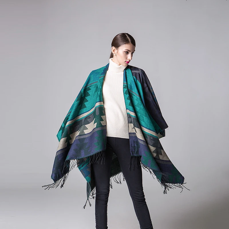 modern Women New Gradient Pattern Long Stole Scarves Shawl Scarf Wrap Poncho Embroidery Neckerchief Tippet