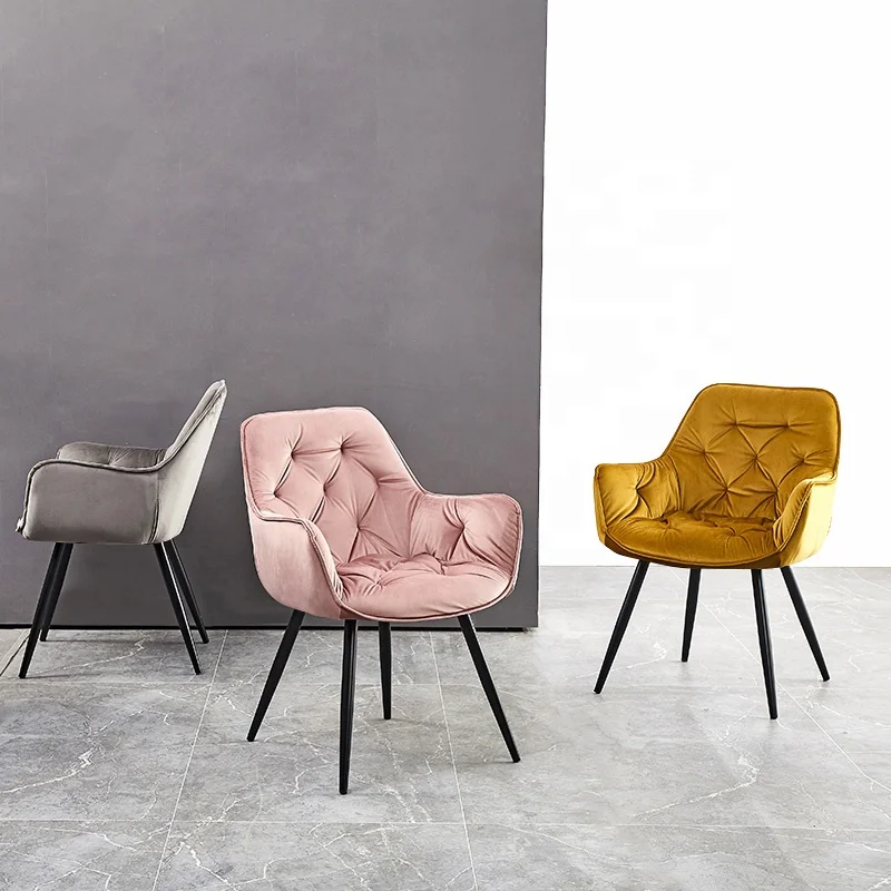Modern Living Restaurant Dining Room Home Furniture Customized Velvet Sofa Chair Pink Hotel Dining Chair