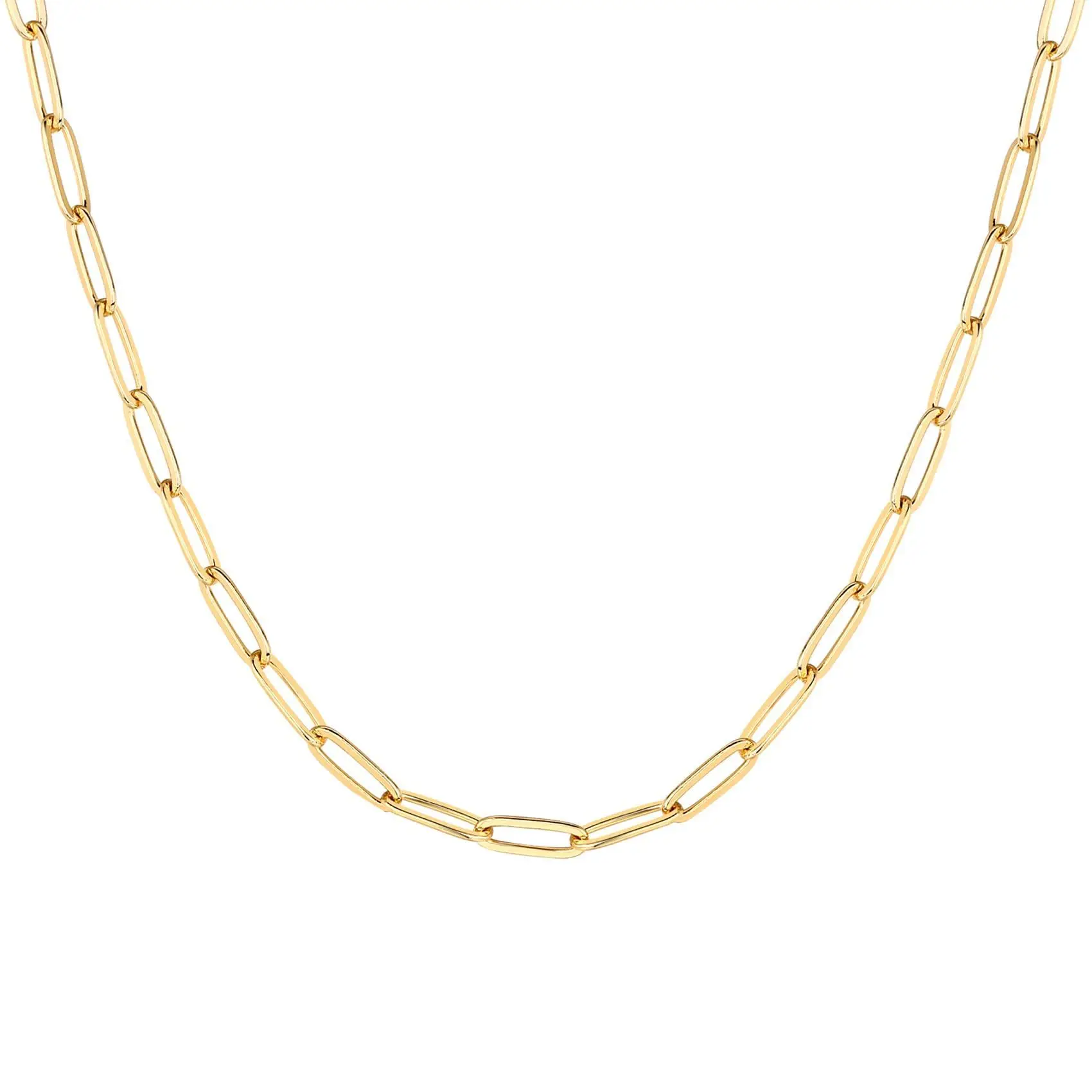 16 Inch Vintage Titanium Steel Gold Plated Rectangle Link Chain Necklace Paper Clip Chain For Jewelry Making Necklace