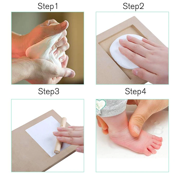 Newborn Keepsakes Photo Frame Clay baby foot printing baby handprint and footprint makers kit for mother day gifts