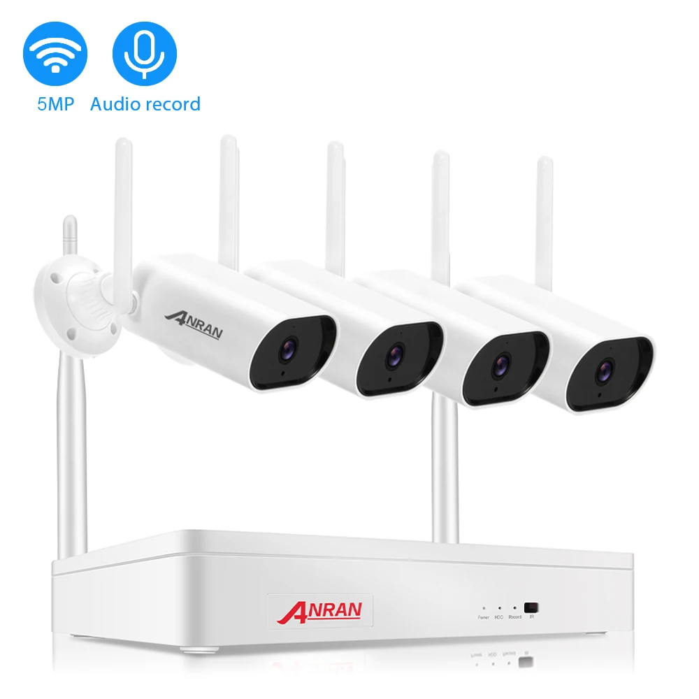 Anran 4K 5MP wireless security camera system waterproof Bullet IP CCTV Camera 4CH Wifi NVR Kit