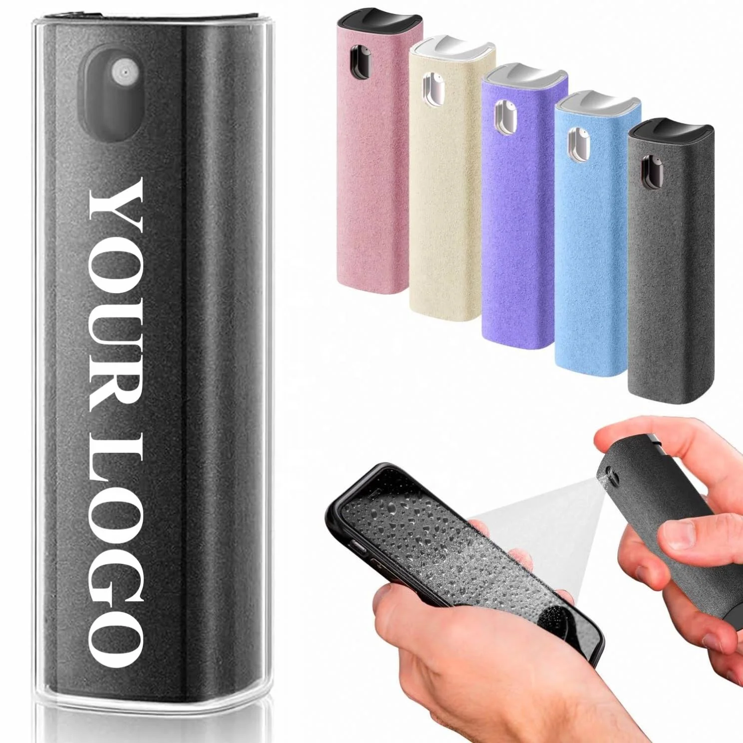 2 In 1 Touch Screen Cleaner Tool Spray Custom Logo Microfiber Cloth Mobile Phone Screen Cleaner Mobile Cleaning Promotional Gift