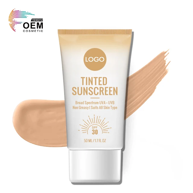 Physical UVA UVB Protection Hyaluronic Acid Moisture Niacinamide Face Sunscreen Foundation Tinted Sunscreen Spf 50