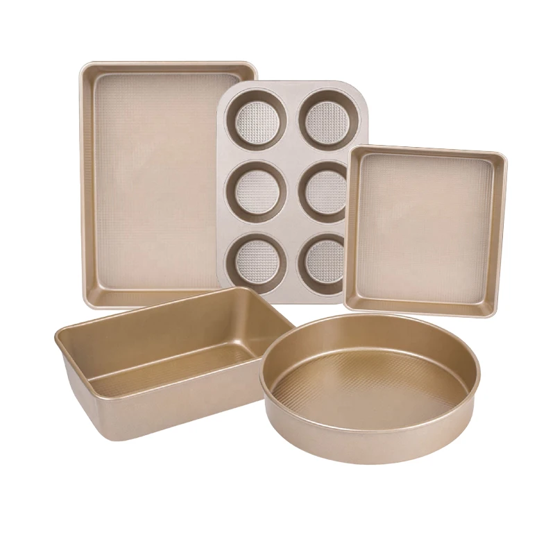 Pack of 5 Hot sell Durable bakeware set baking pans dishes trays sheet for home kitchen oven baking with families