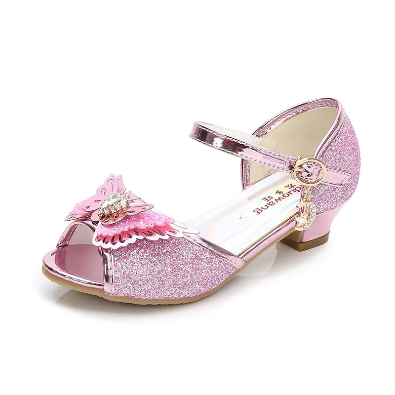 ChouShan OEM Sandal Putri 2022 Summer New Fashion Fish Mouth Bow Crystal Girls Princess Shoes