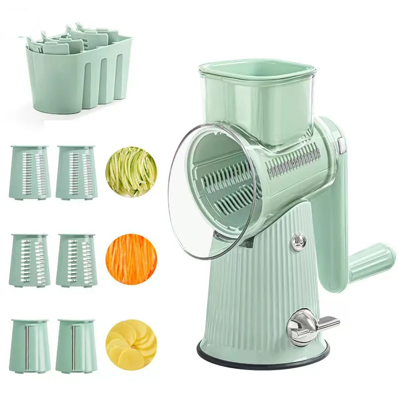 HYRI 5 in 1 Rotary Multifunction Grater Slicer With Storage Box  Stormvegetable Cheese Potato Cabbage Manual Vegetable Chopper