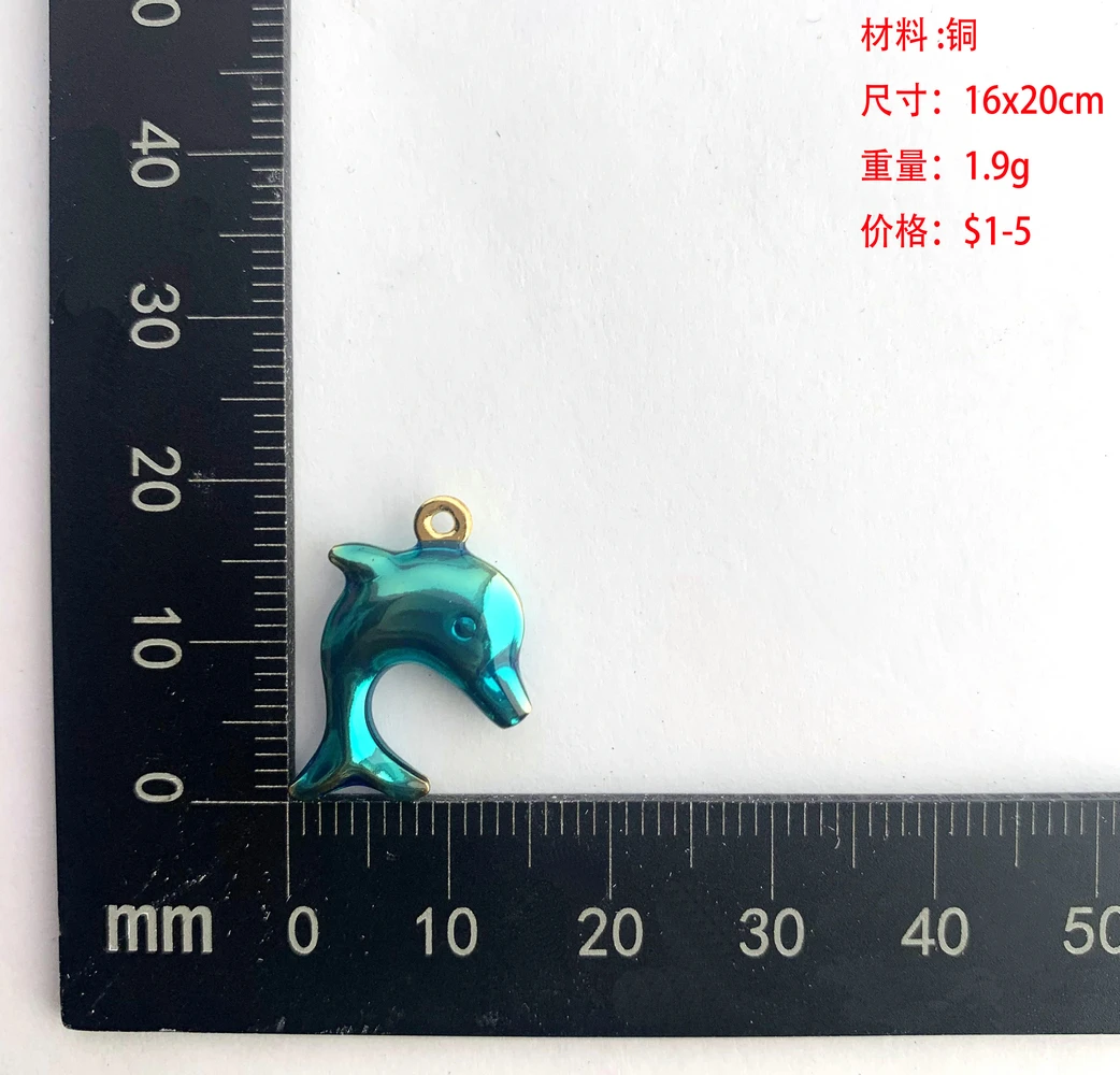 red blue brass pendants solid dolphin shape necklace jewelry charms