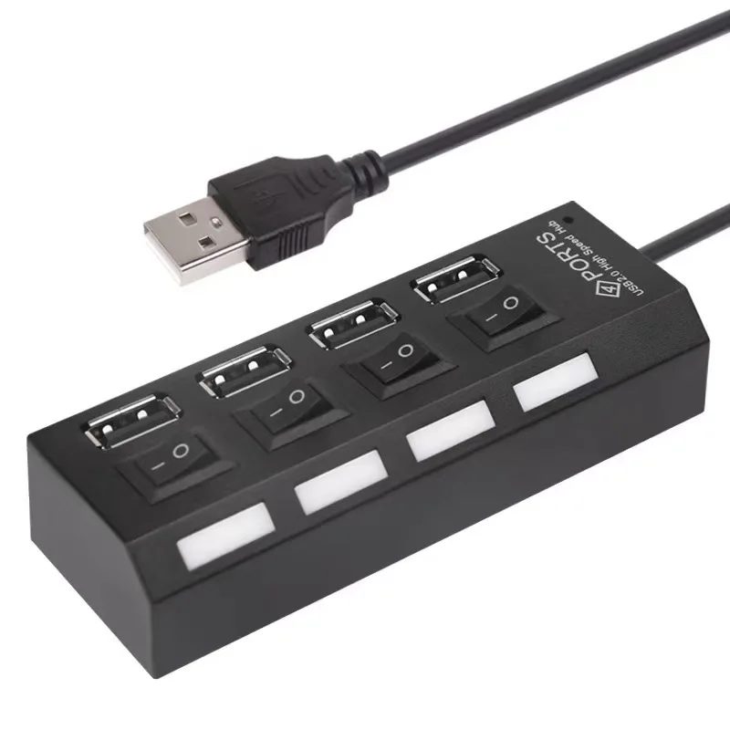 USB 2.0 Hub 2.0 Multi USB Splitter Hub Use Power Adapter 4/7 Port Multiple Expander 2.0 USB Hub with Switch for PC