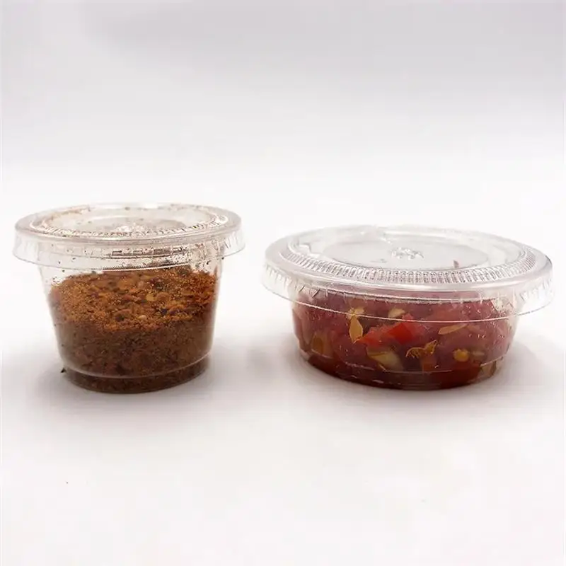Wholesale Disposable Pp Sauce Cup With Hinged Lid Plastic Condiment Portion Souffle Food Container