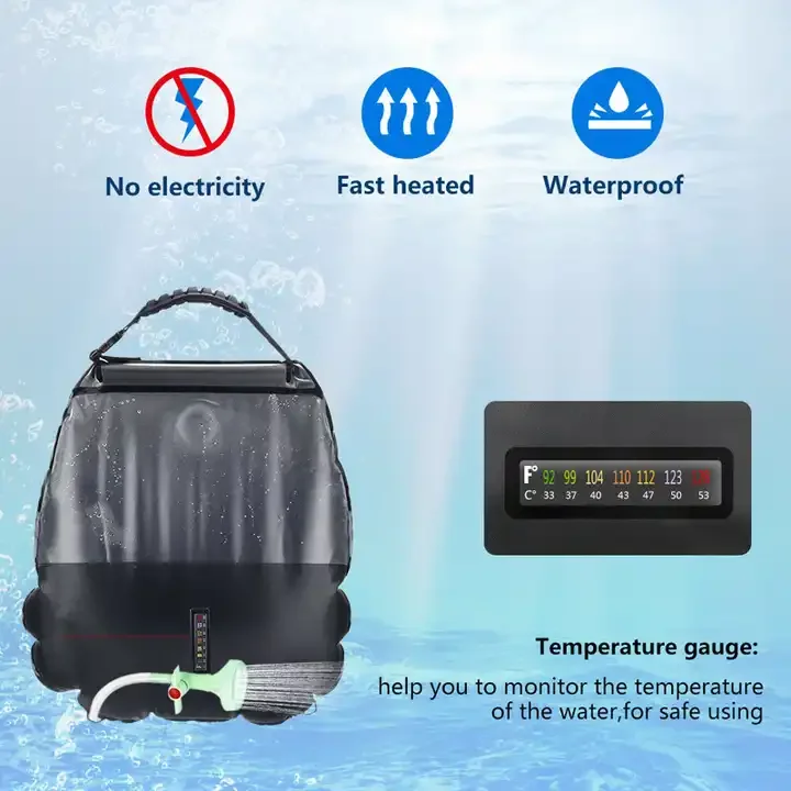 Solar Heating Camping Shower Bag 20L Portable 5 gallons Solar Water Heater Other Beach Swimming Hiking Camping gear