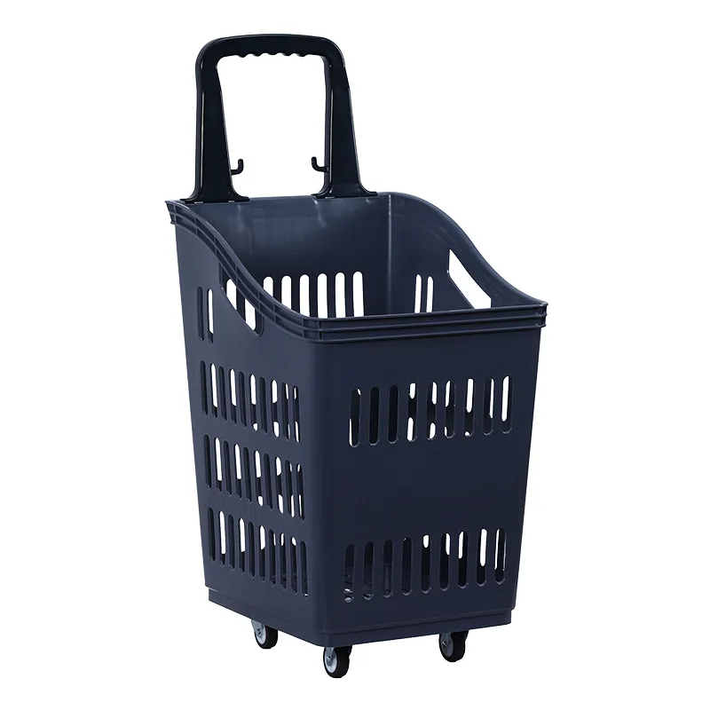 4 wheels 55.1 Lbs stackable Rolling Hand cart Foldable Utility Shopping carts for Groceries with Durable Remove Plastic Handle