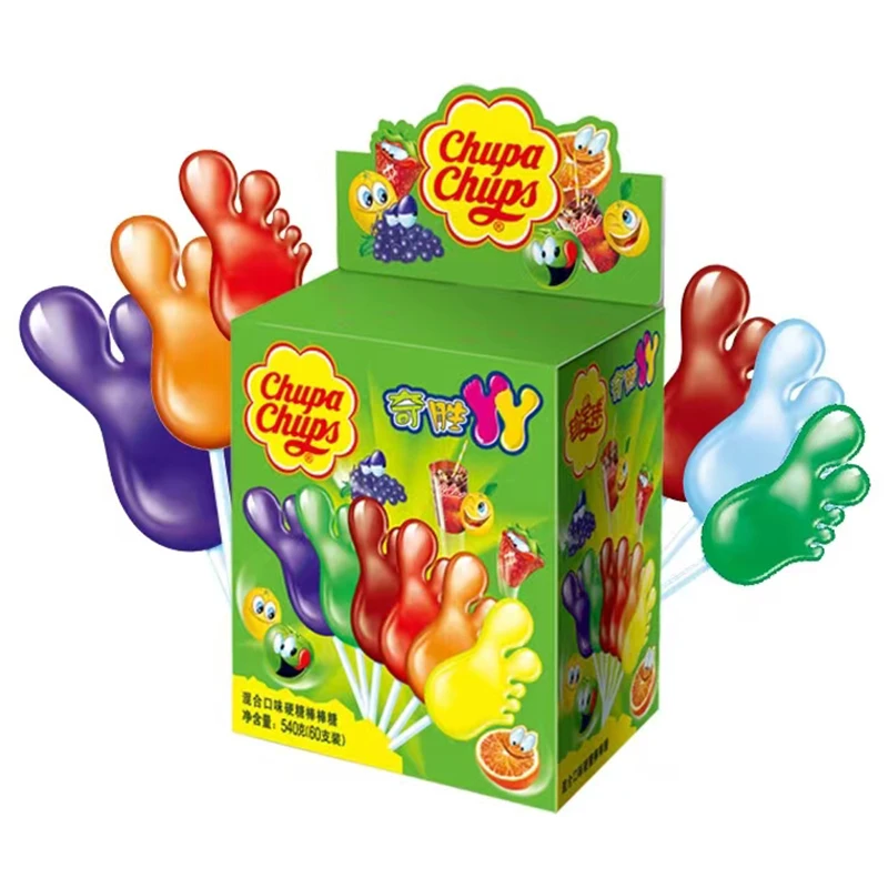 Chinese Snacks Fruit Lollipops Foot Shape Hard Candies healthy exotic bulk sour candy snack wholesale gourmet food candy bar