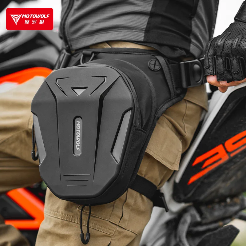 MOTOWOLF PU hard shell leg bag waist pack for motorcycle riding belt pouch