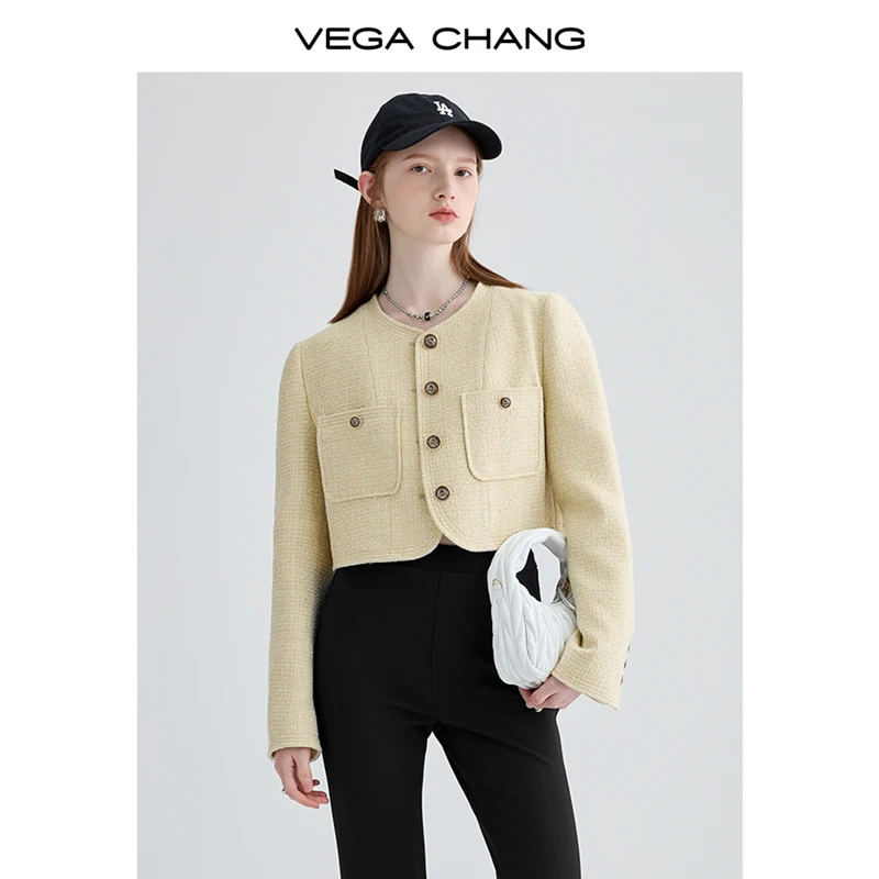VEGA CHANG 2024 Autumn new fleece French style senior coat small fragrance short coat women
