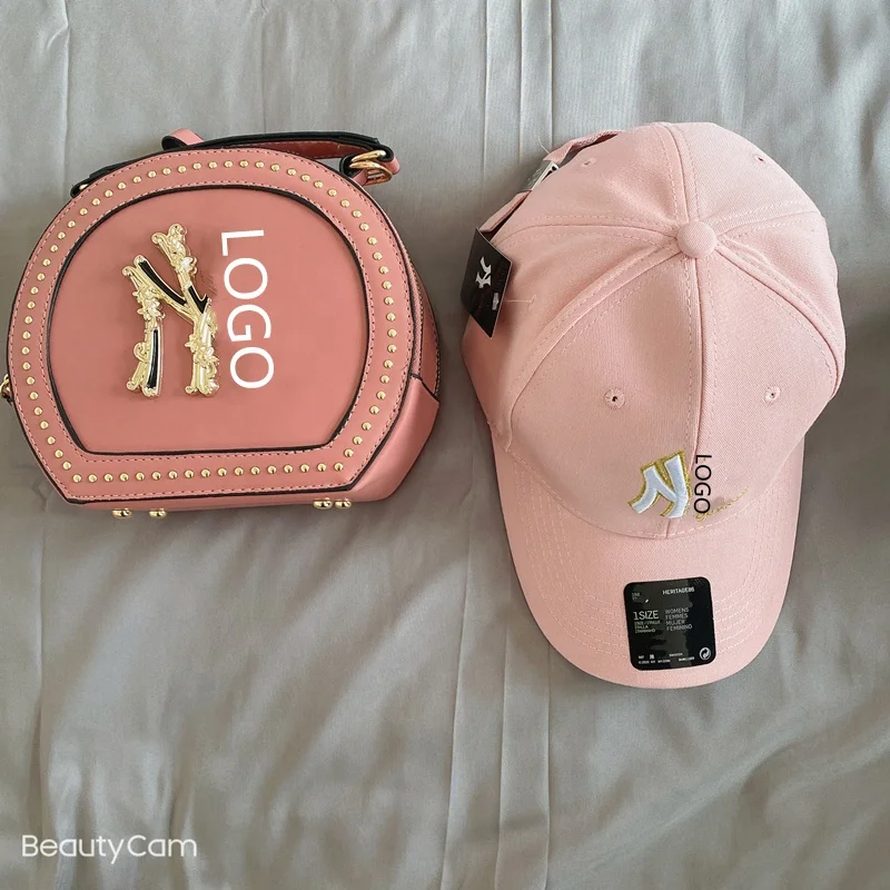 
2021 Stock Quick Shipping Latest Women n hats and bag set hand bags and hats Pu Y hat and purse set 