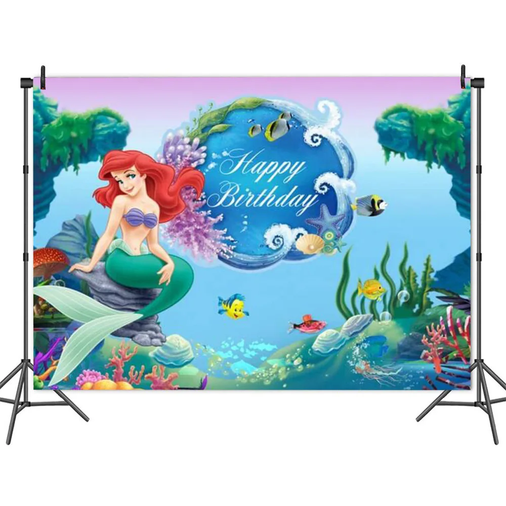 AliExpress Little Mermaid Kids Birthday Party Decoration 5x3 Vinyl Photography Backdrop Cloth