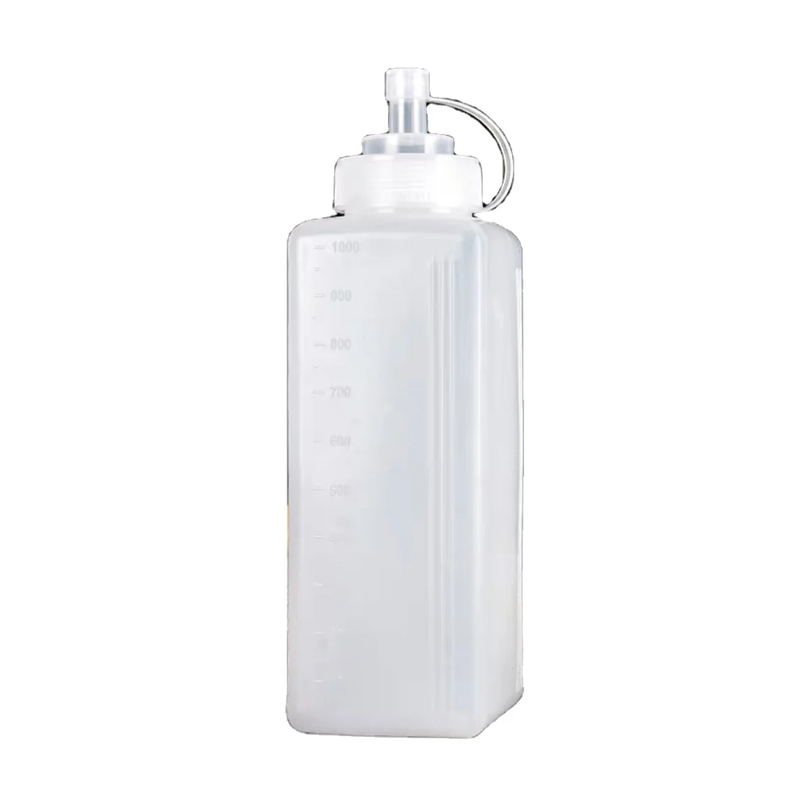 Hot sale 800ml 1000ml food grade salad sauce jam bottle Tomato BBQ sauce condiment Kitchenware plastic squeeze bottle with scale