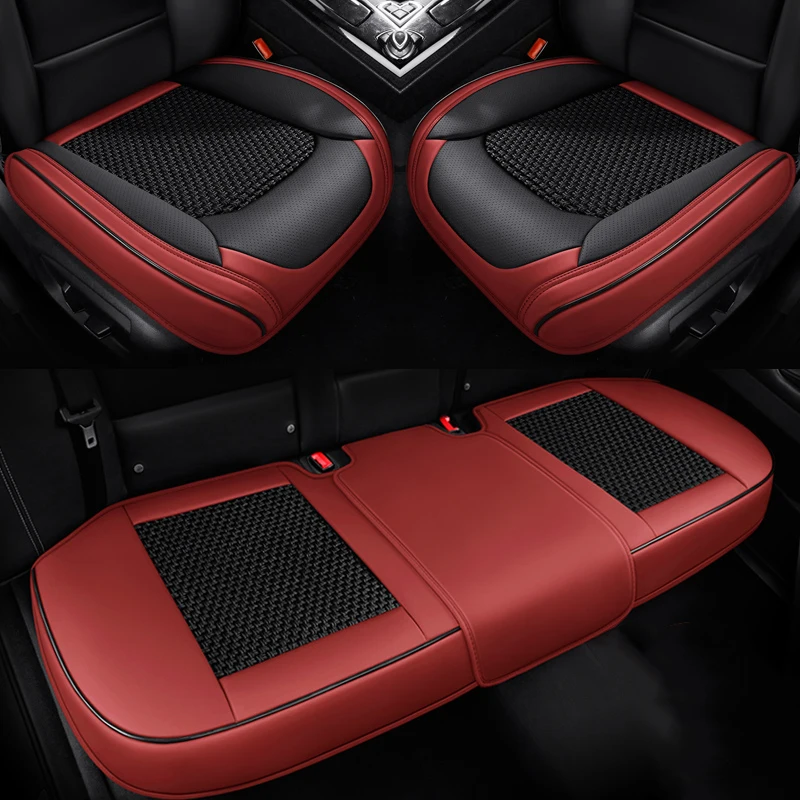 Gray Car Seat Cover 2 Pack, Universal Leather Front Seat Covers Bottom Protector, Anti-Slip and Full Wrapping Edge Compatible